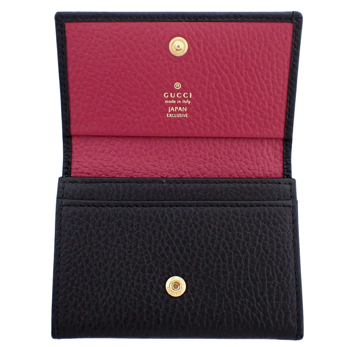 GG Marmont Japan Exclusive Double G Leather Card Case in Black and Pink (739525)