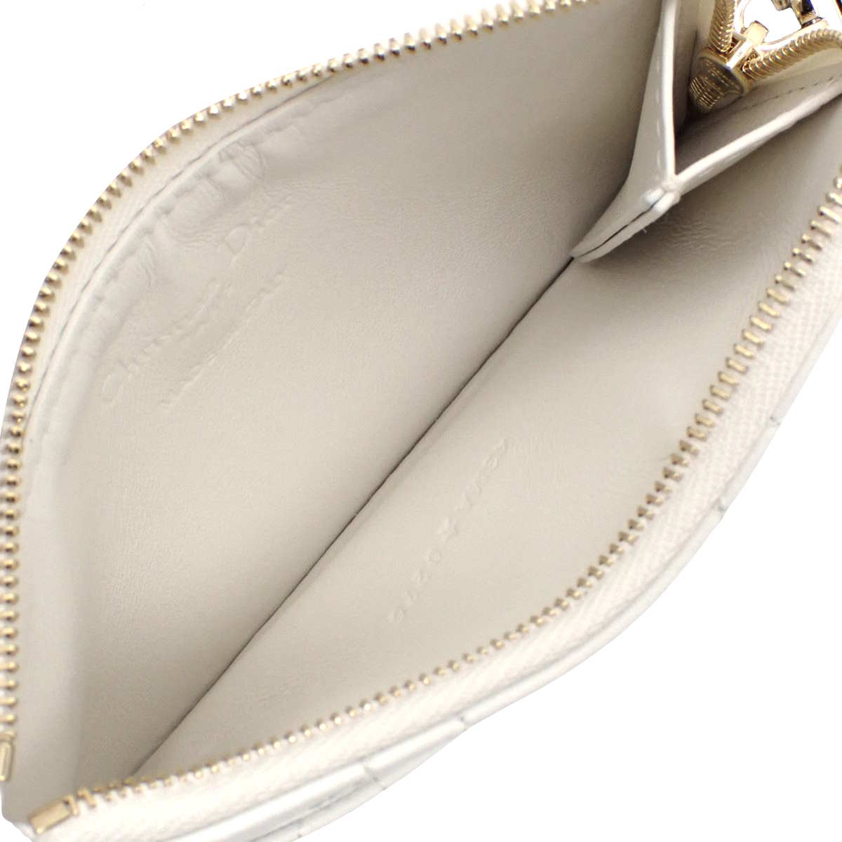 Japan Exclusive Lady Dior Cosmos Zip Card Holder in Heart Cannage Lambskin and White (S0965ONHG_M030)