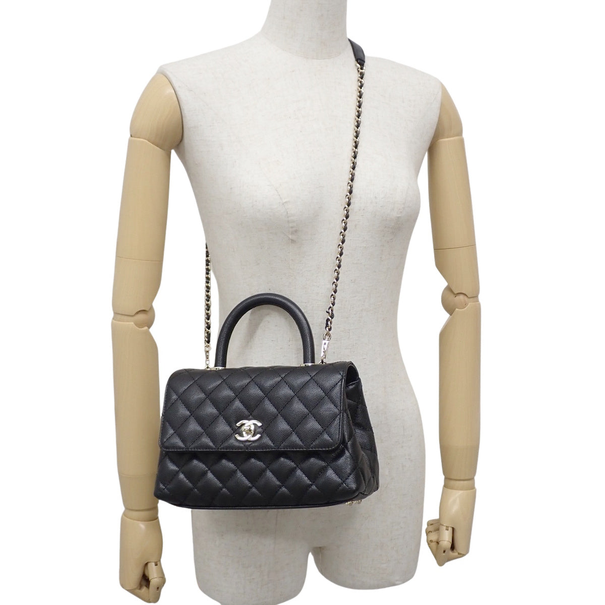 Matelasse Coco Handle Small Caviar Skin Black AS2215