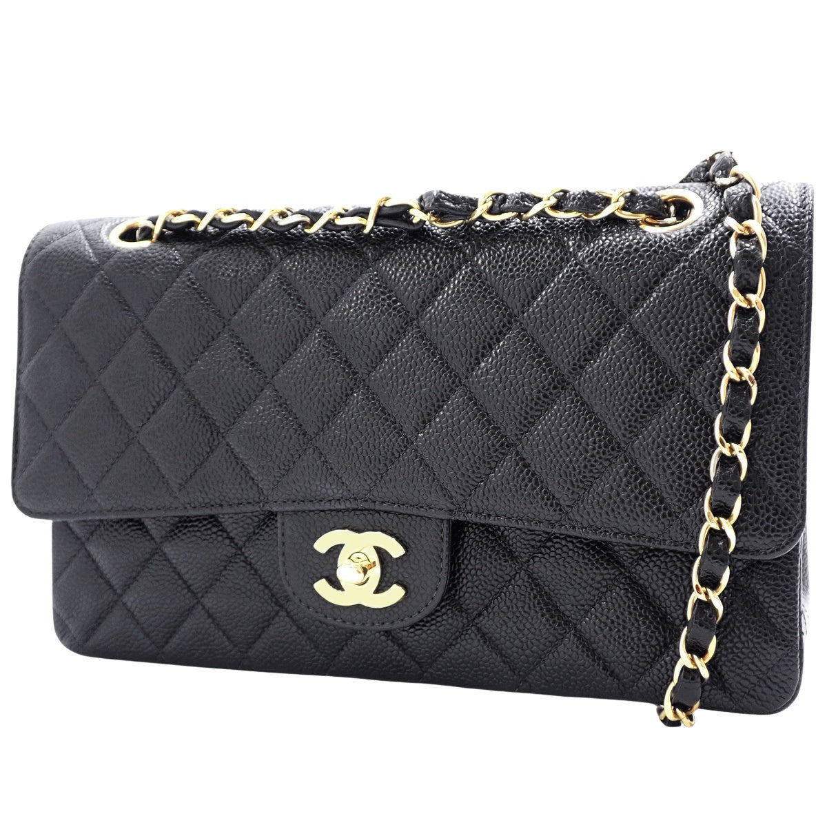 マトラッセ クラシック ハンドバッグ キャビアスキン ブラック Ａ01112