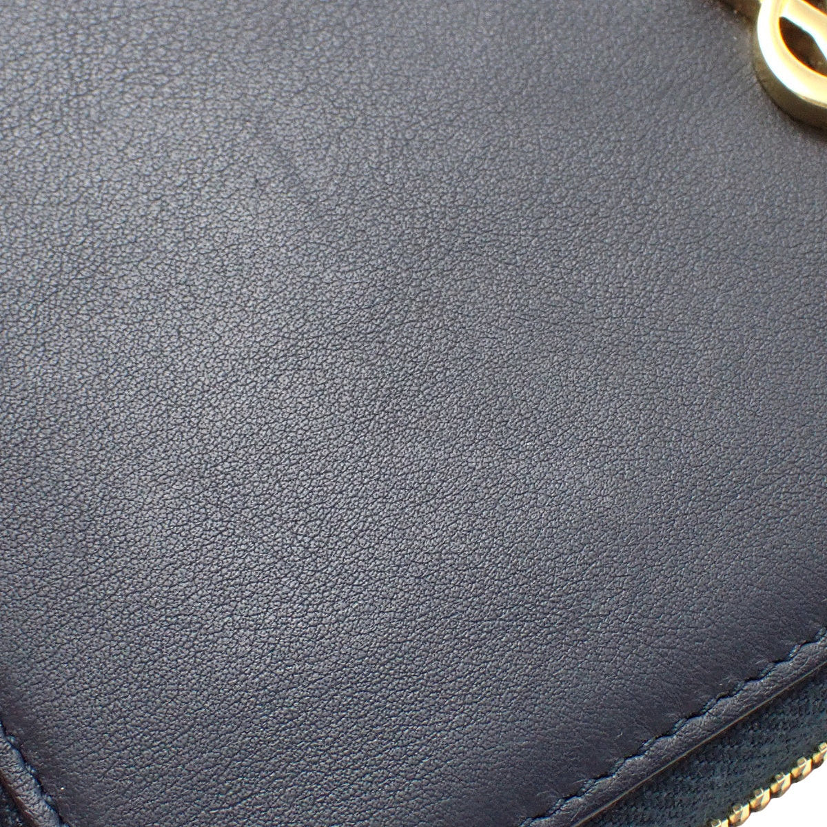 ラウンドジップ ロングウォレット レザー ネイビー 414570