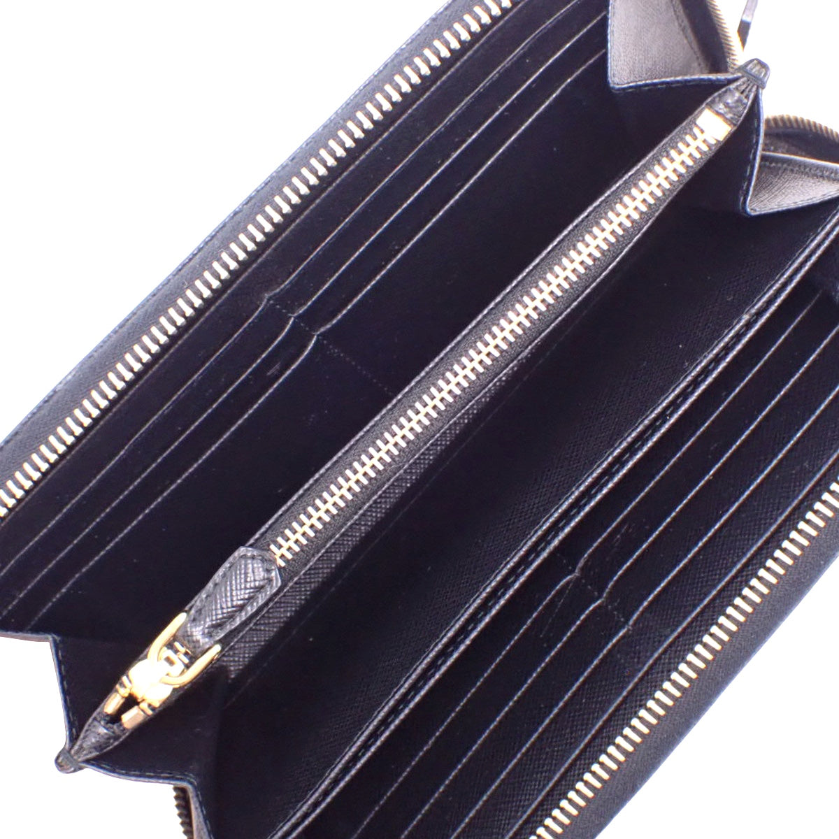 Zip-around long wallet in Saffiano leather, black, 1ML506