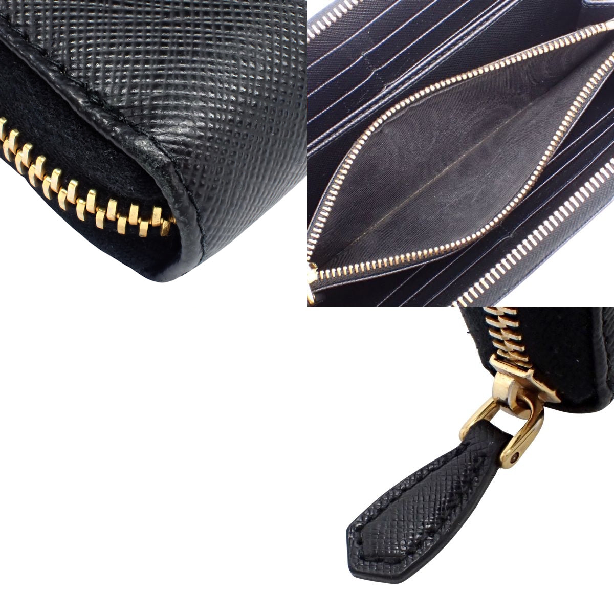 Zip-around long wallet in Saffiano leather, black, 1ML506