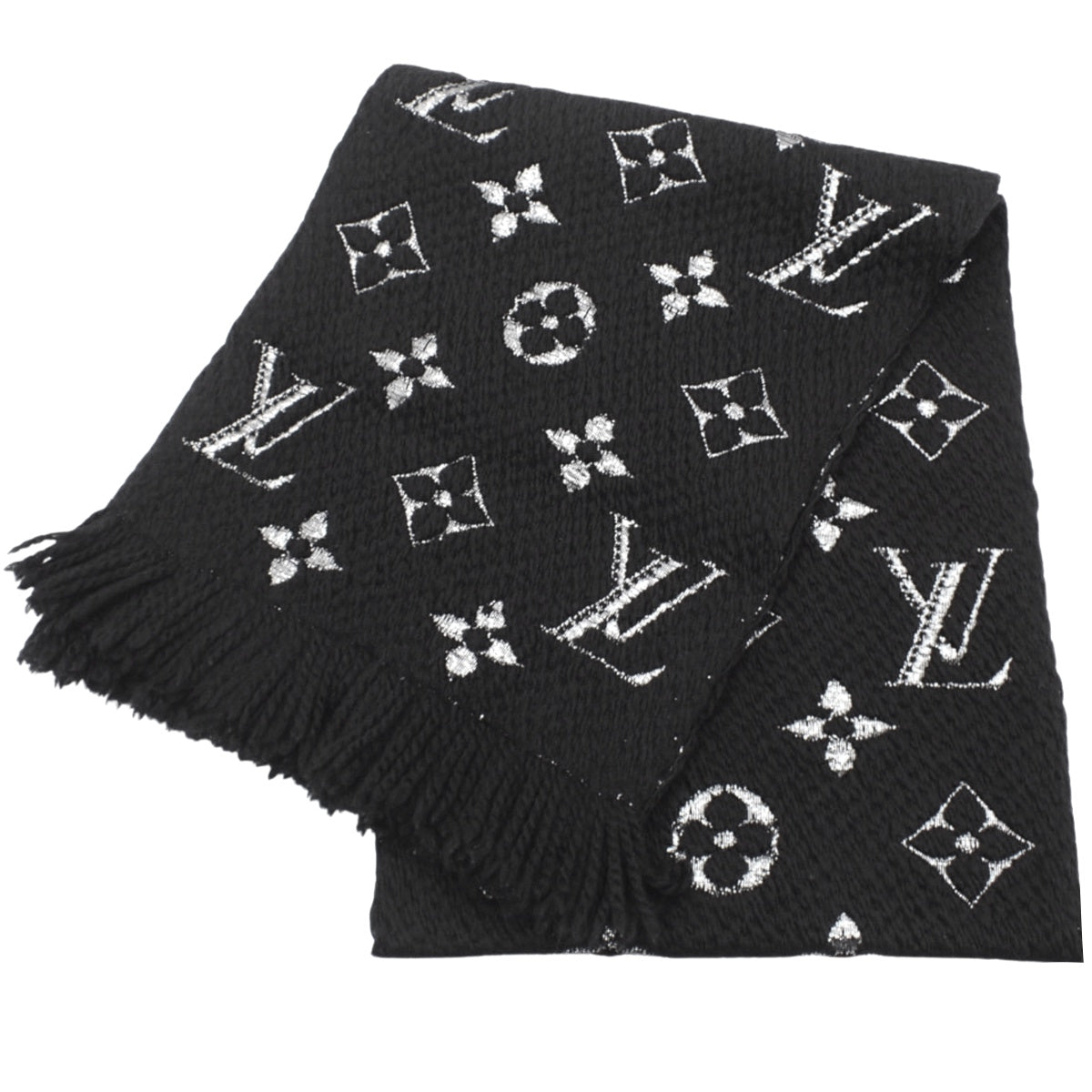 Monogram Echarpe Logomania Shine Wool Silk Polyester Noir M75833