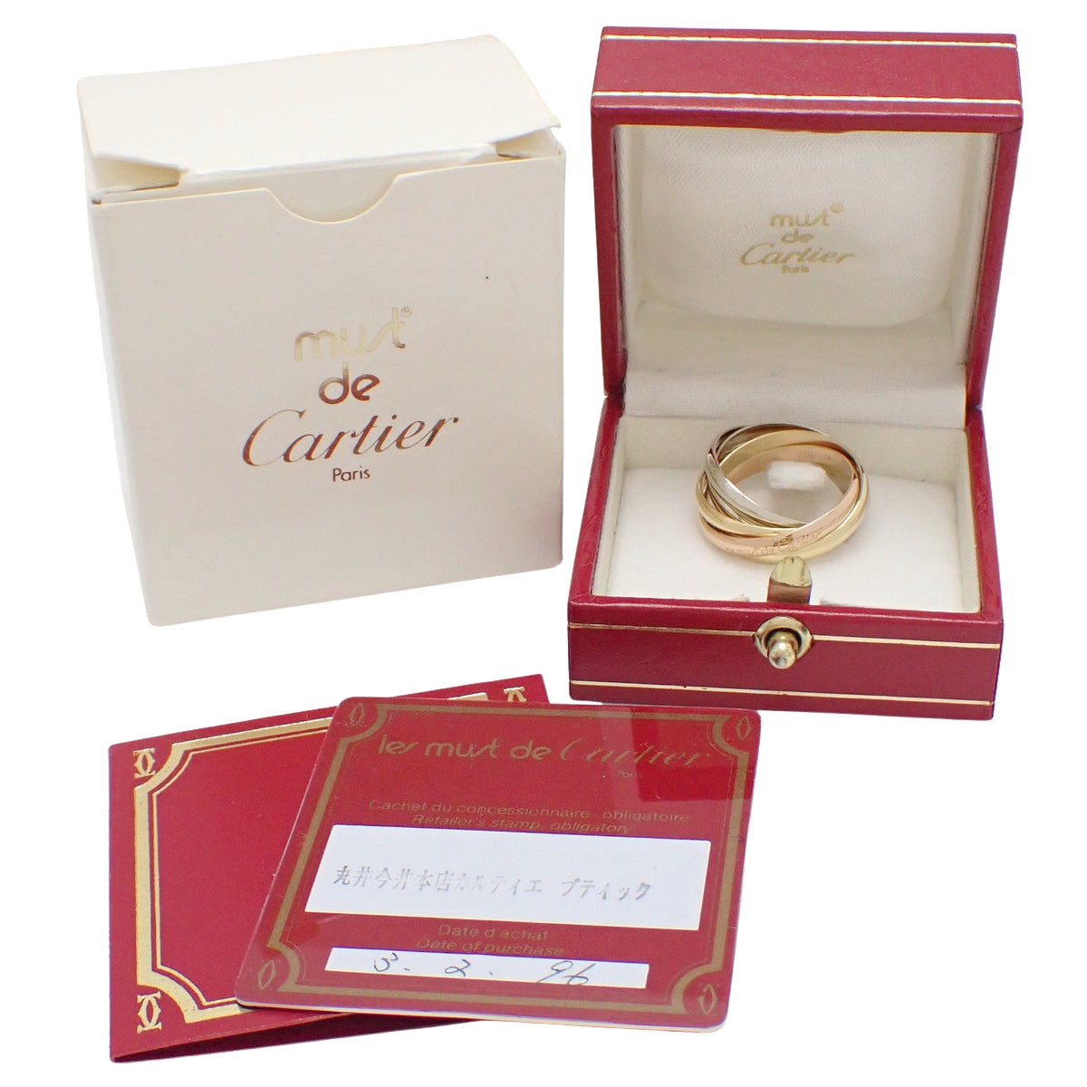 les must de Cartier Trinity Ring K18YG K18PG K18WG 9.4g