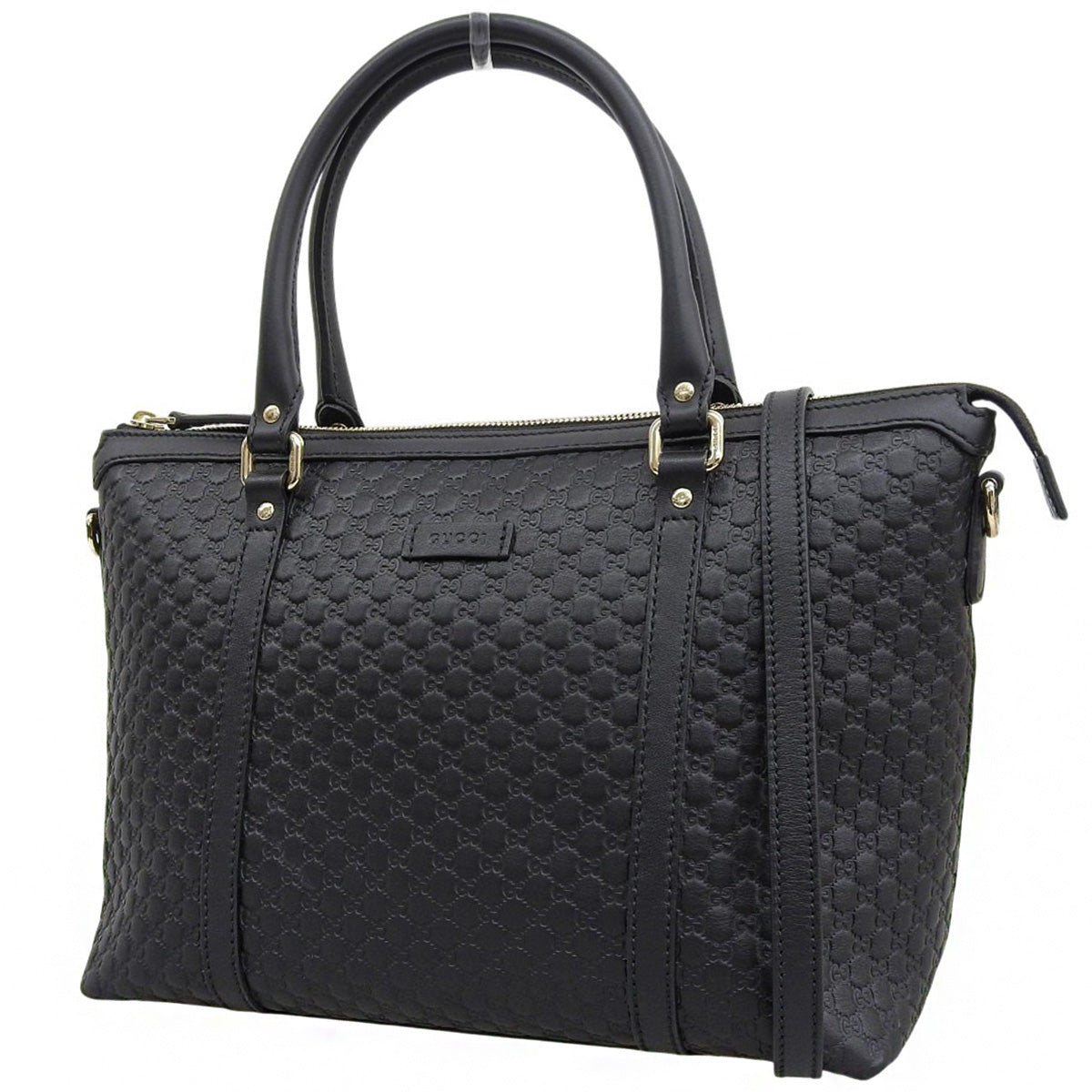 マイクログッチシマ 2WAY ハンドバッグ マイクログッチシマレザー ブラック 449656