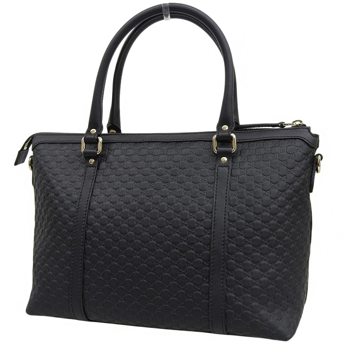 マイクログッチシマ 2WAY ハンドバッグ マイクログッチシマレザー ブラック 449656