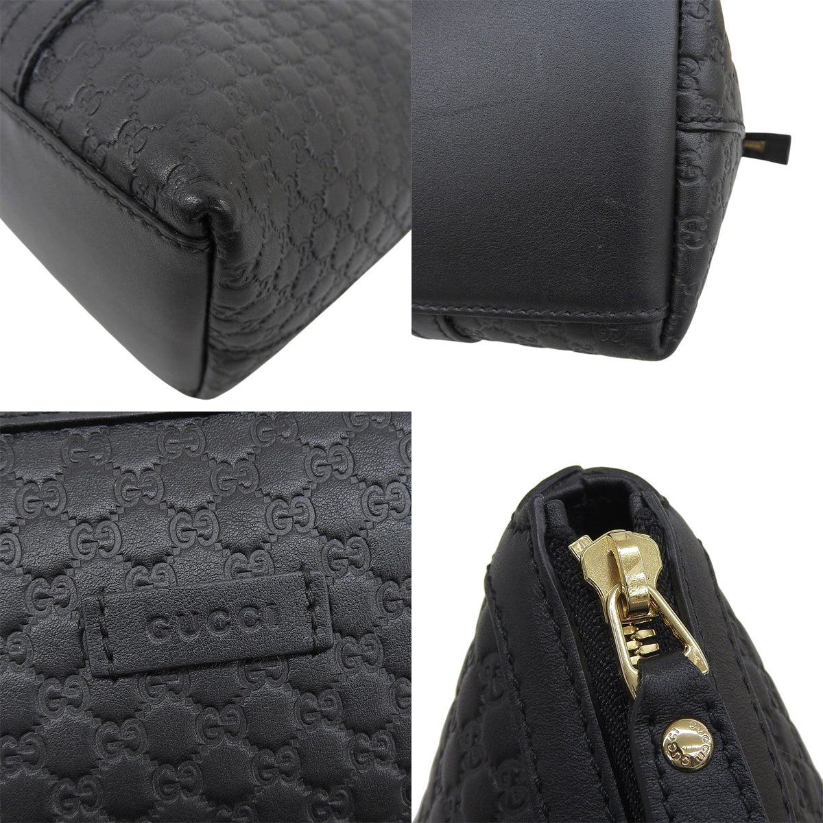 マイクログッチシマ 2WAY ハンドバッグ マイクログッチシマレザー ブラック 449656