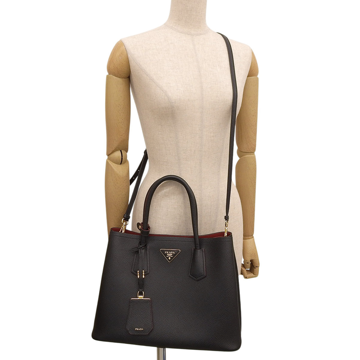 ドゥーブレ ミディアムバッグ サフィアーノレザー NERO/FUOCO 1BG775