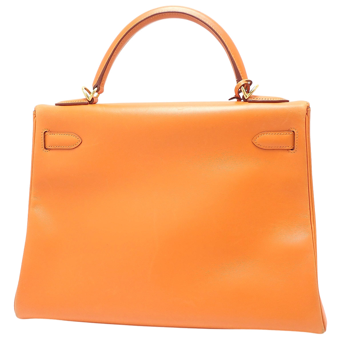 Kelly 32 (Outer Stitch) Box Calf Orange Gold Hardware F Stamp