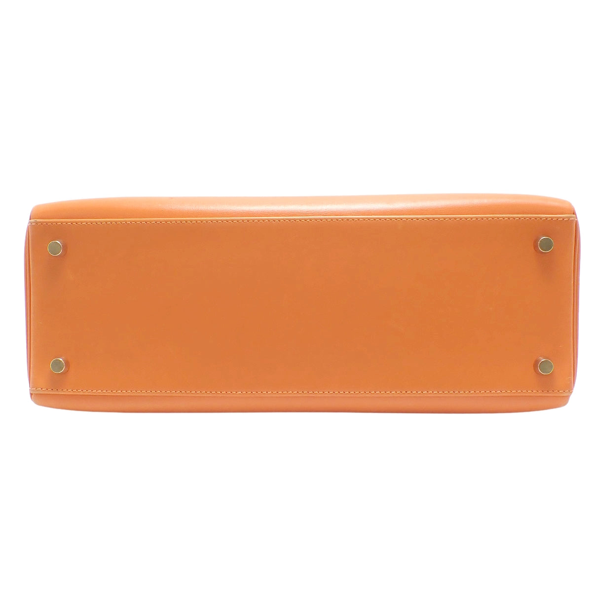 Kelly 32 (Outer Stitch) Box Calf Orange Gold Hardware F Stamp