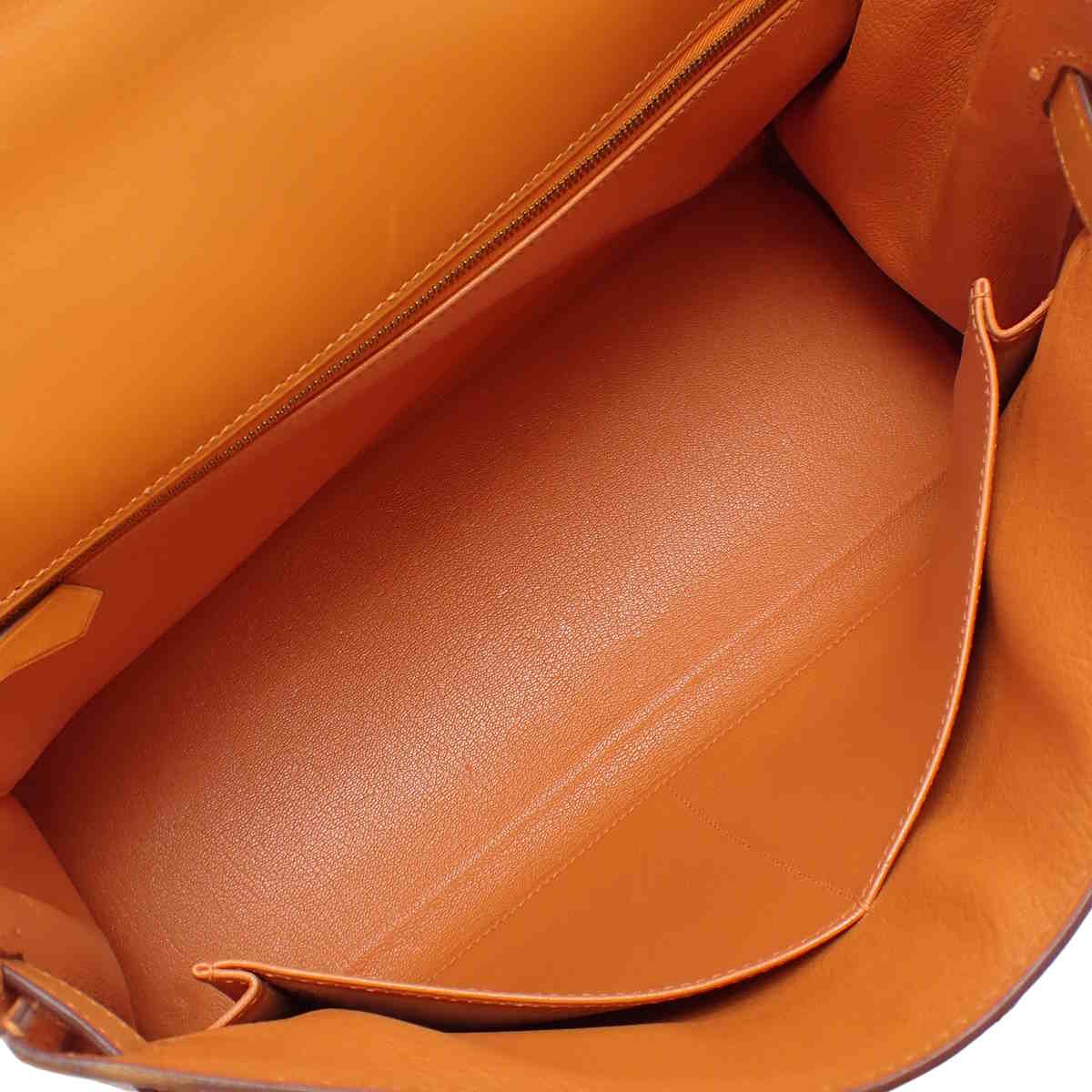 Kelly 32 (Outer Stitch) Box Calf Orange Gold Hardware F Stamp
