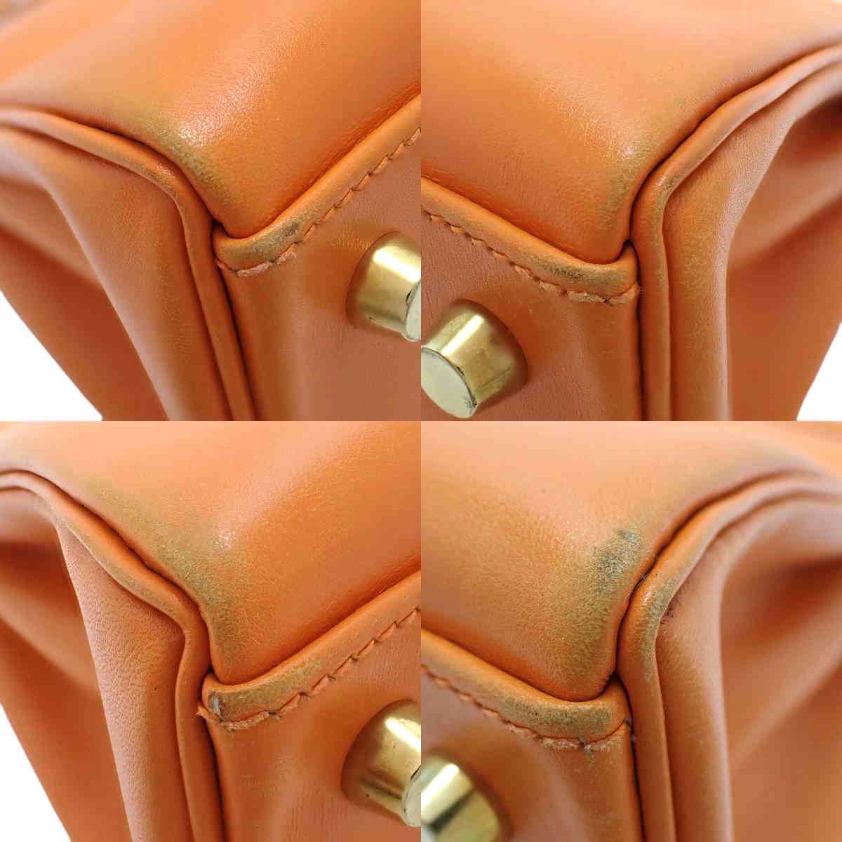 Kelly 32 (Outer Stitch) Box Calf Orange Gold Hardware F Stamp