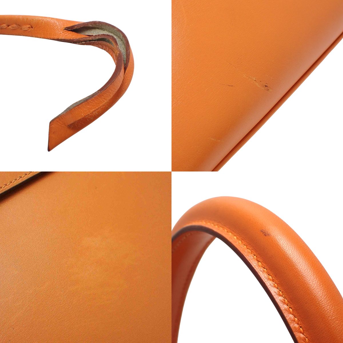 Kelly 32 (Outer Stitch) Box Calf Orange Gold Hardware F Stamp