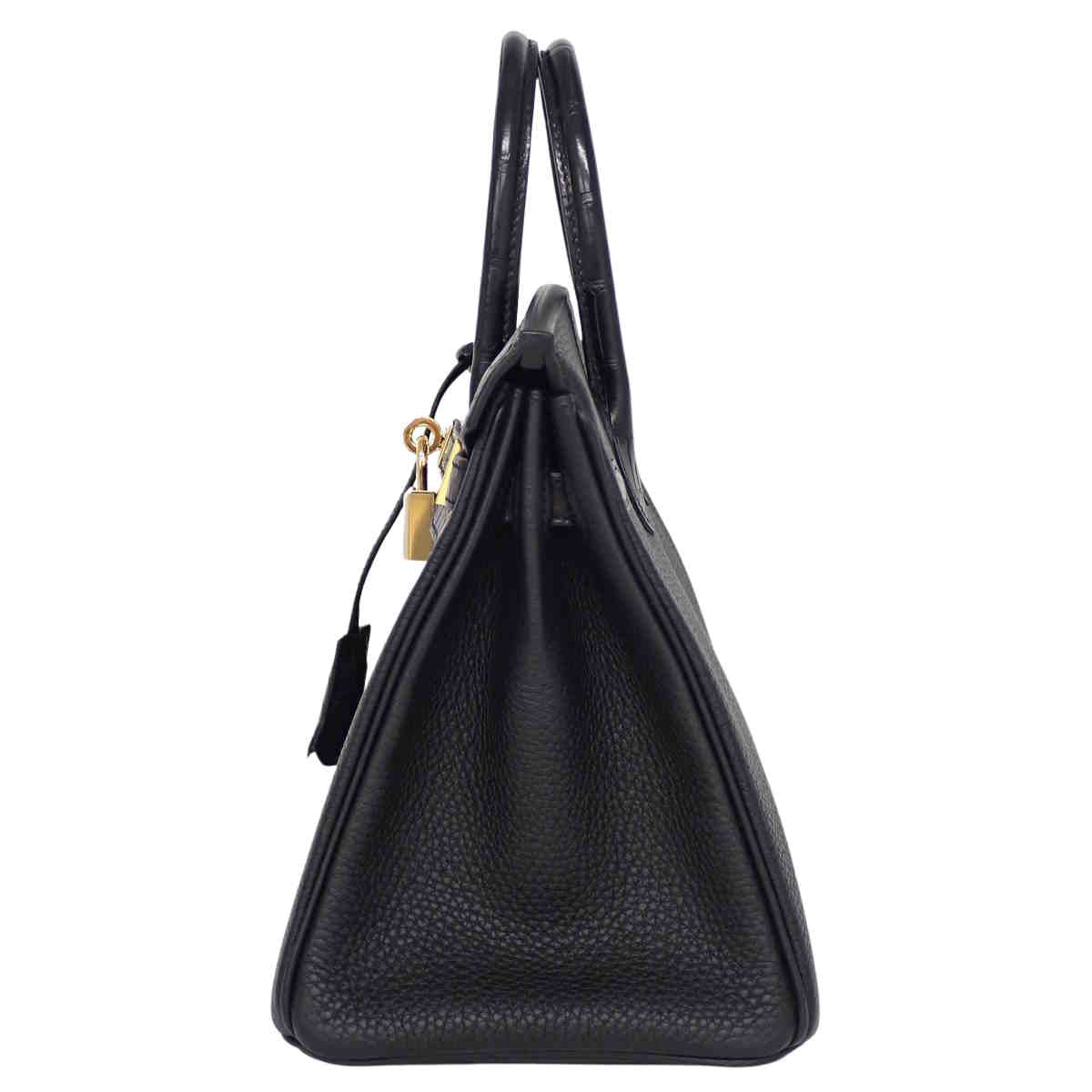 Birkin 25 Touch Togo 鳄鱼皮哑光黑色金配件 Y 字印记