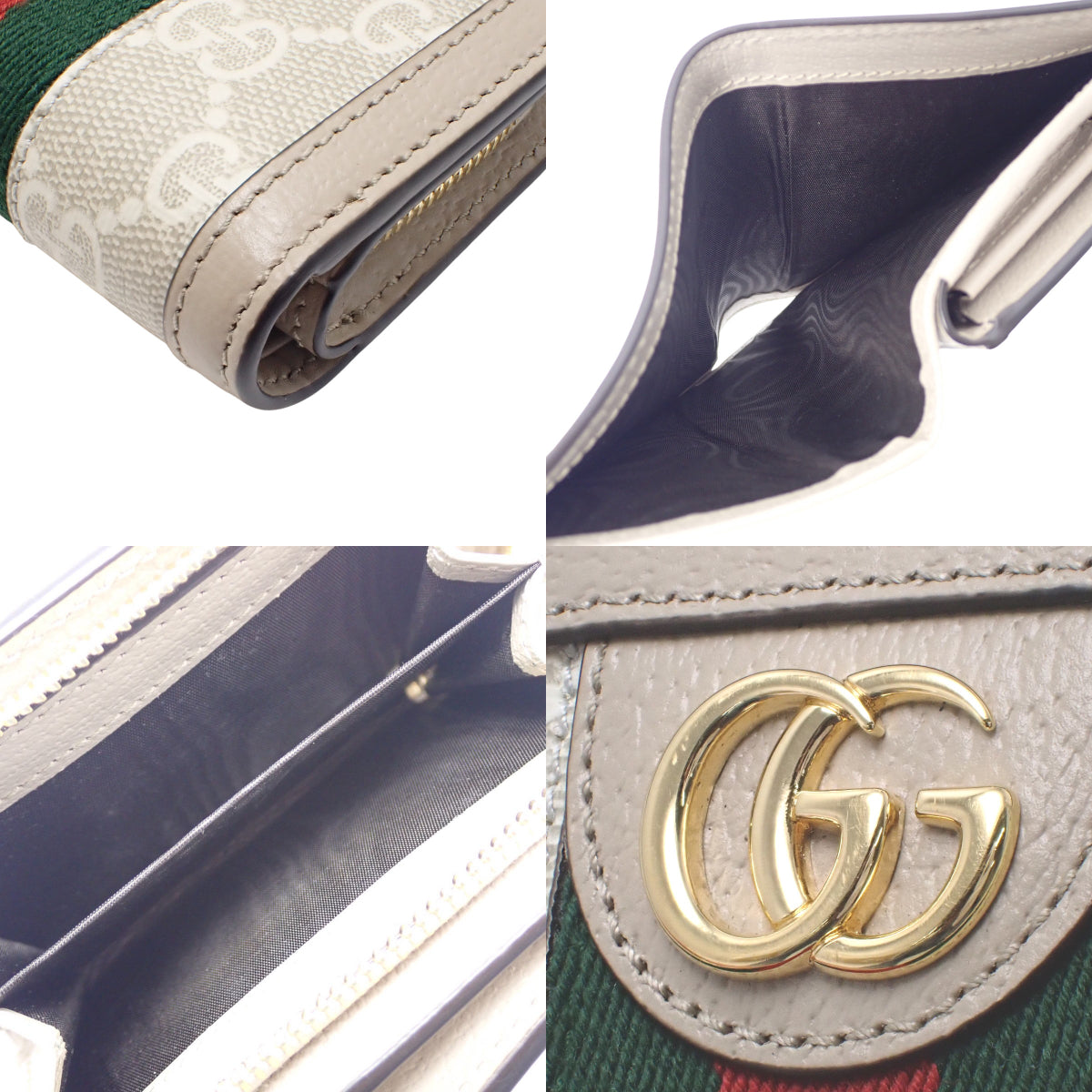 Ophidia 双折钱包 GG Supreme 帆布和皮革 米色 813296