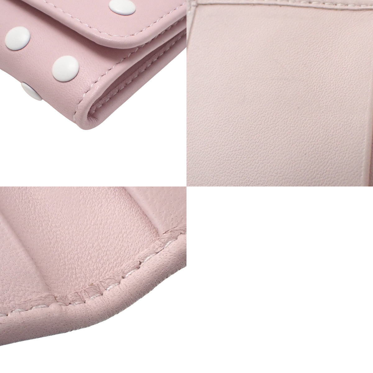 ドット 6連キーケース レザー ピンク ホワイト