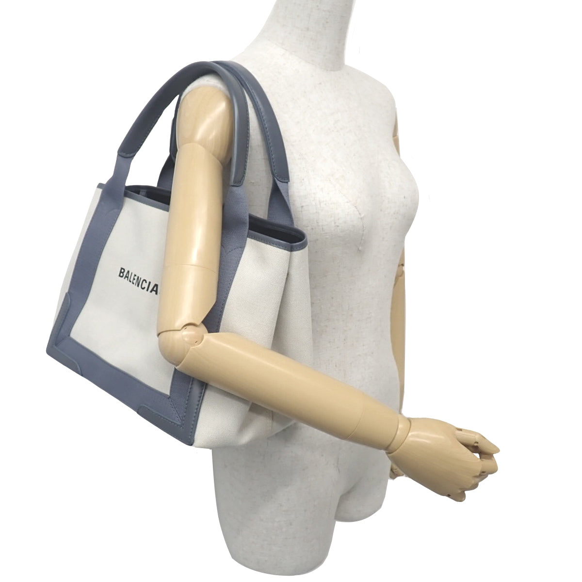 NAVY CABAS S ネイビーカバス コットンキャンバス オフホワイト グレー 339933