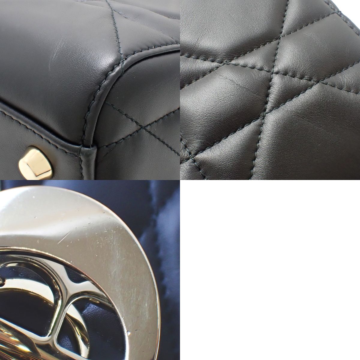 Cannage Lady D-Sire 大号羊皮和小牛皮包，黑色 (M1152OHOW_M900)