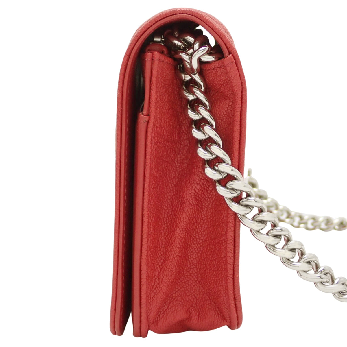 ボーイシャネル ココマーク チェーンウォレット キャビアスキン レッド
