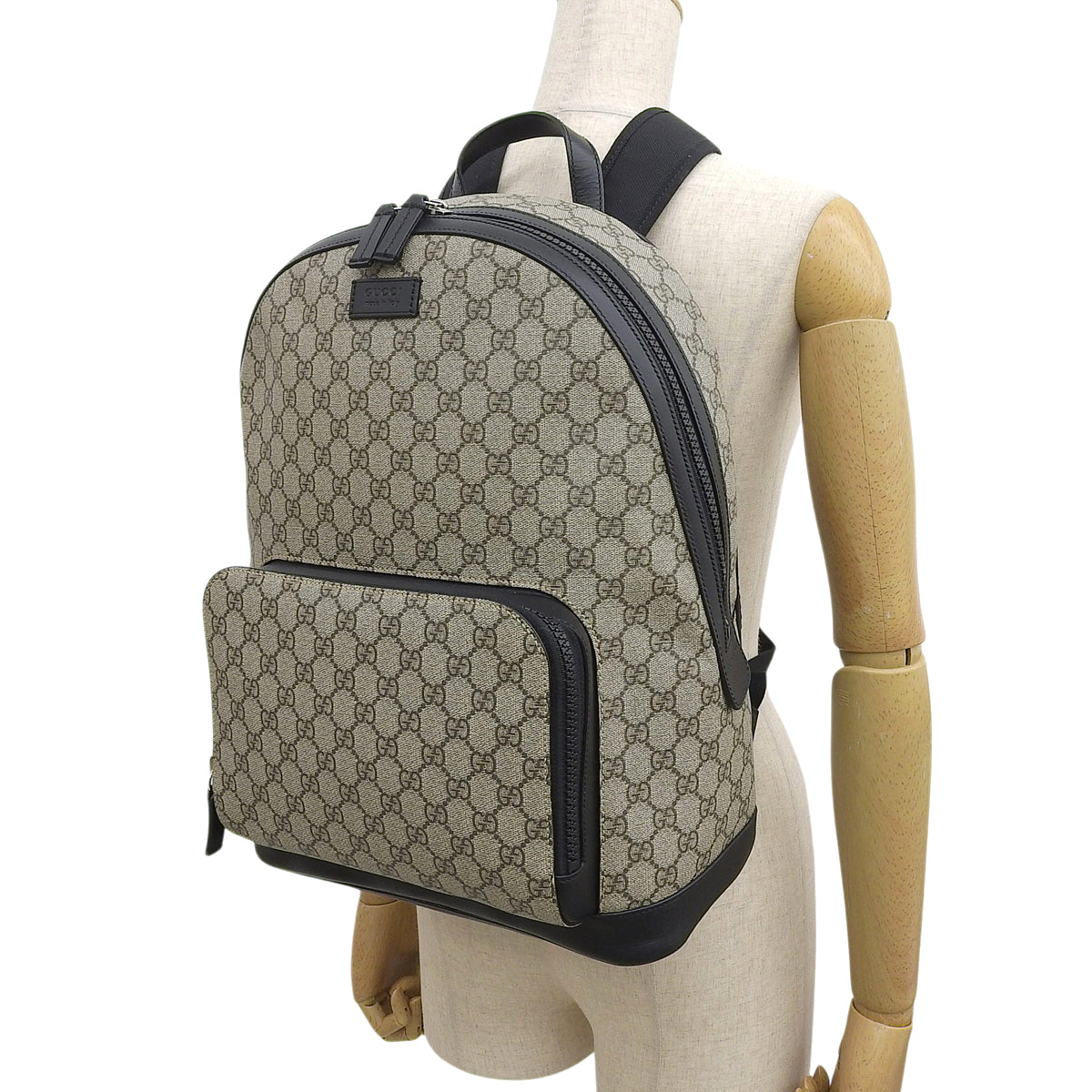 GG Supreme Backpack GG Supreme Canvas Leather Beige Black 406370