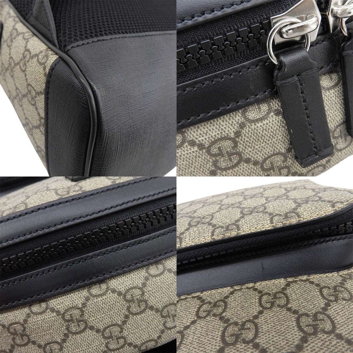 GG Supreme Backpack GG Supreme Canvas Leather Beige Black 406370