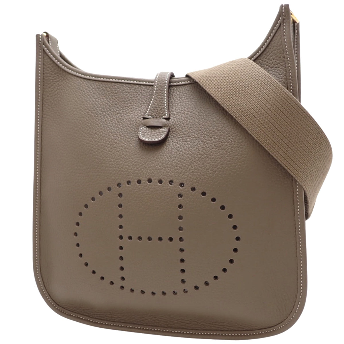 Evelyn 3PM Taurillon Clemence Etoupe/Etoupe Gold Hardware Double Stamp