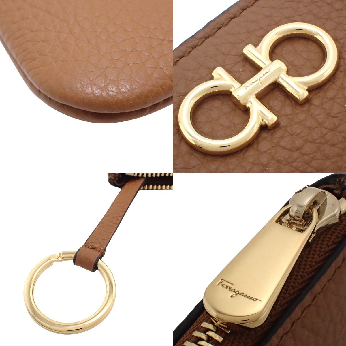 Double Gancini leather key case