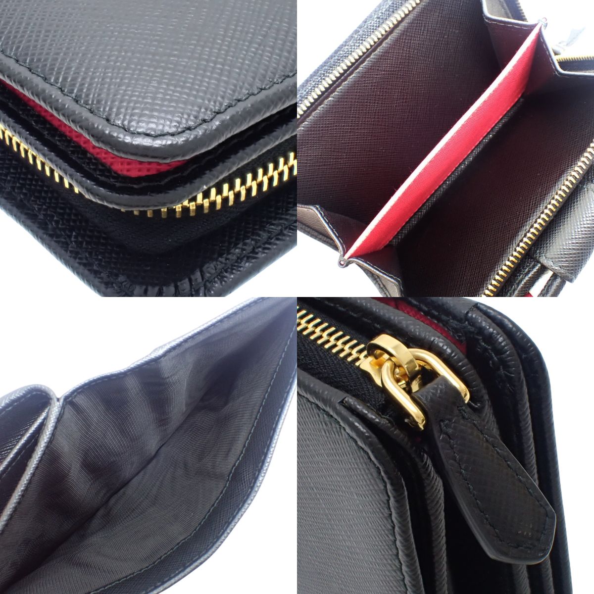 Bifold wallet in Saffiano leather, black and pink, 1ML225