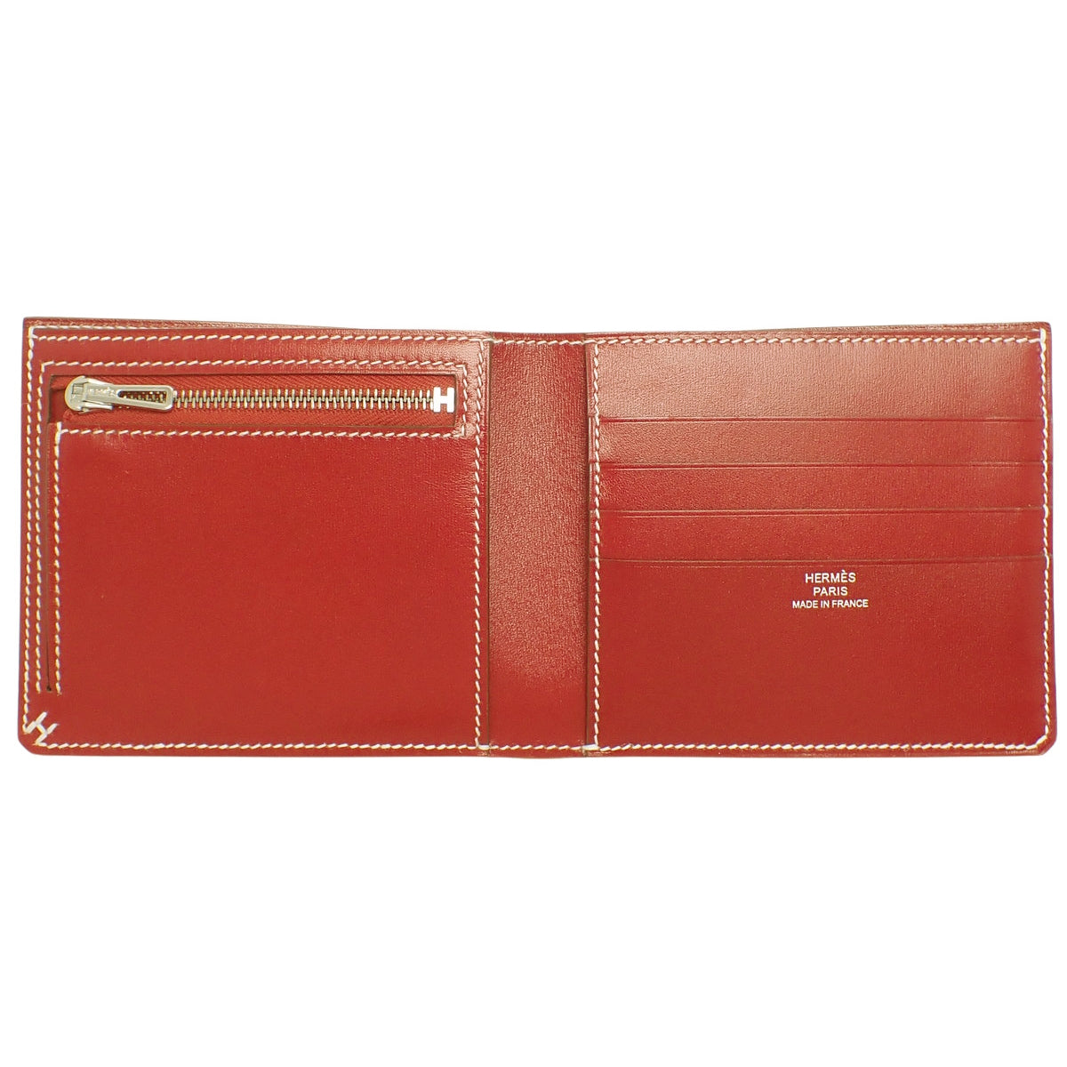 Hセリエ コンパクト ボックスカーフ ルージュピマン W刻印