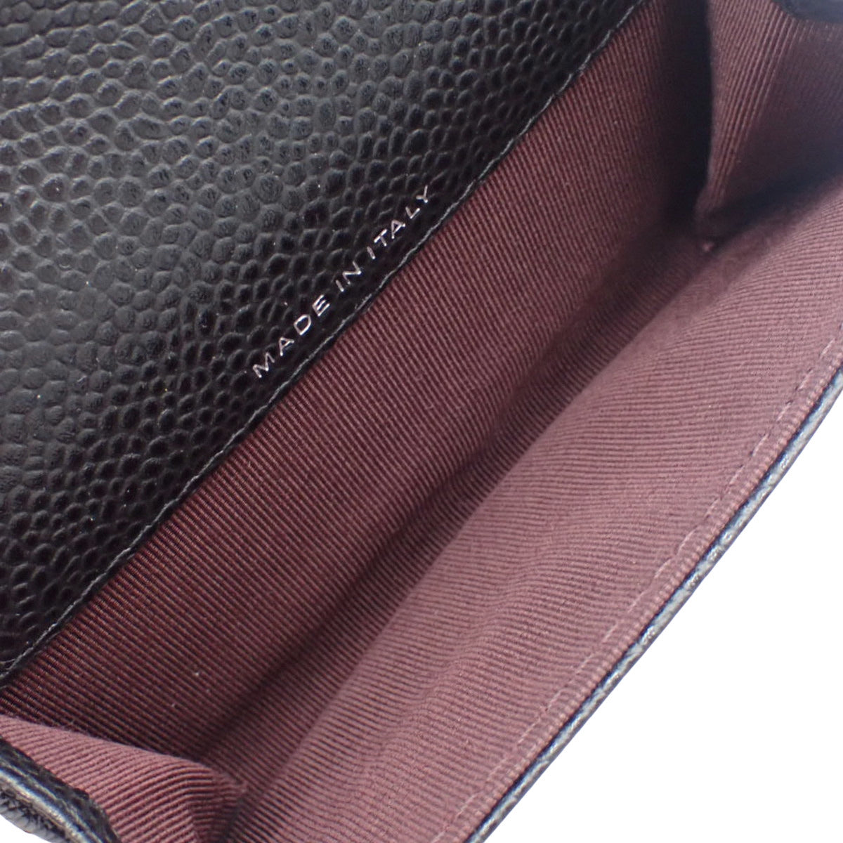 マトラッセ ココマーク クラシック スモール フラップ カードケース キャビアスキン ブラック ミニ財布 小物