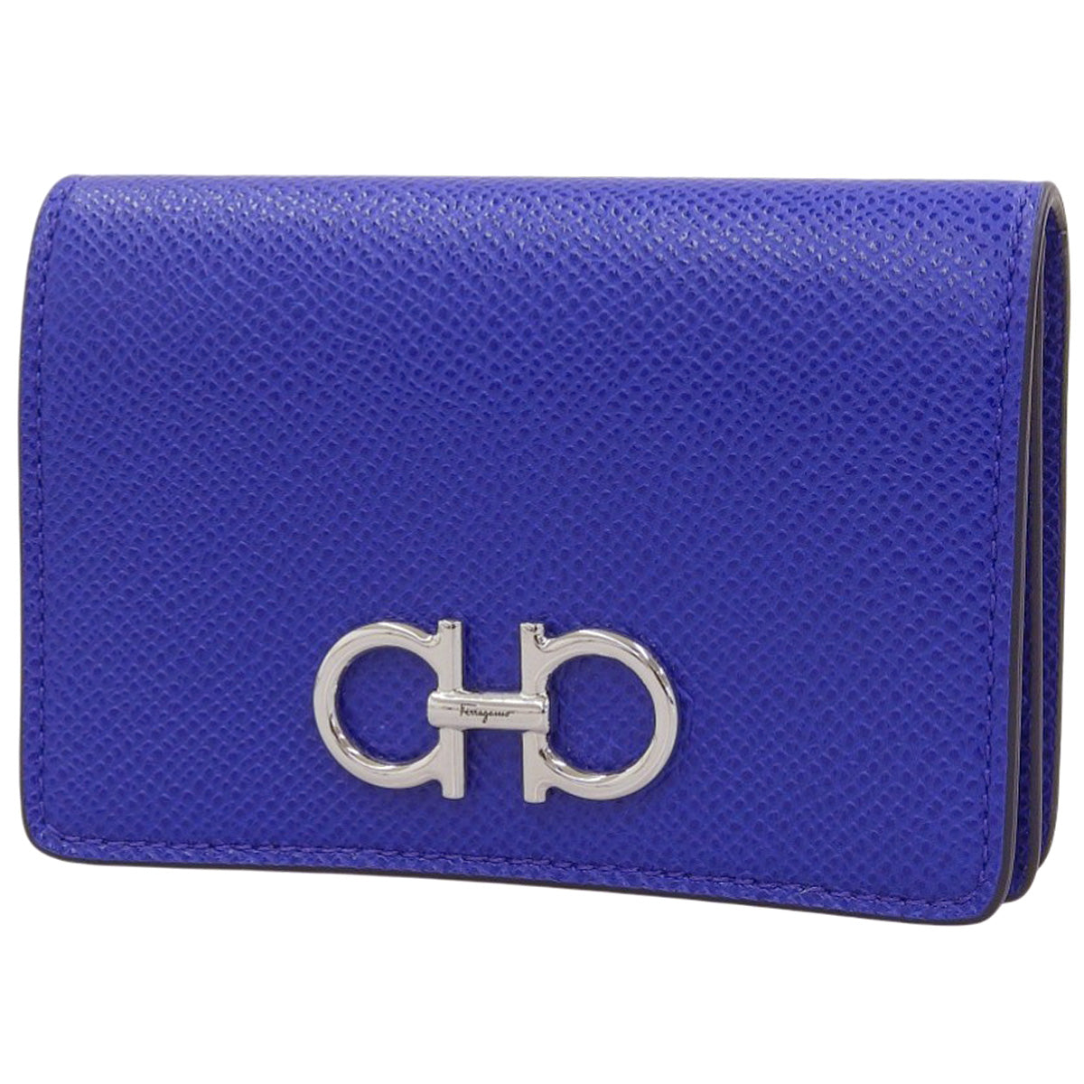 Gancini Business Card Holder, Leather, Blue, 22-0371