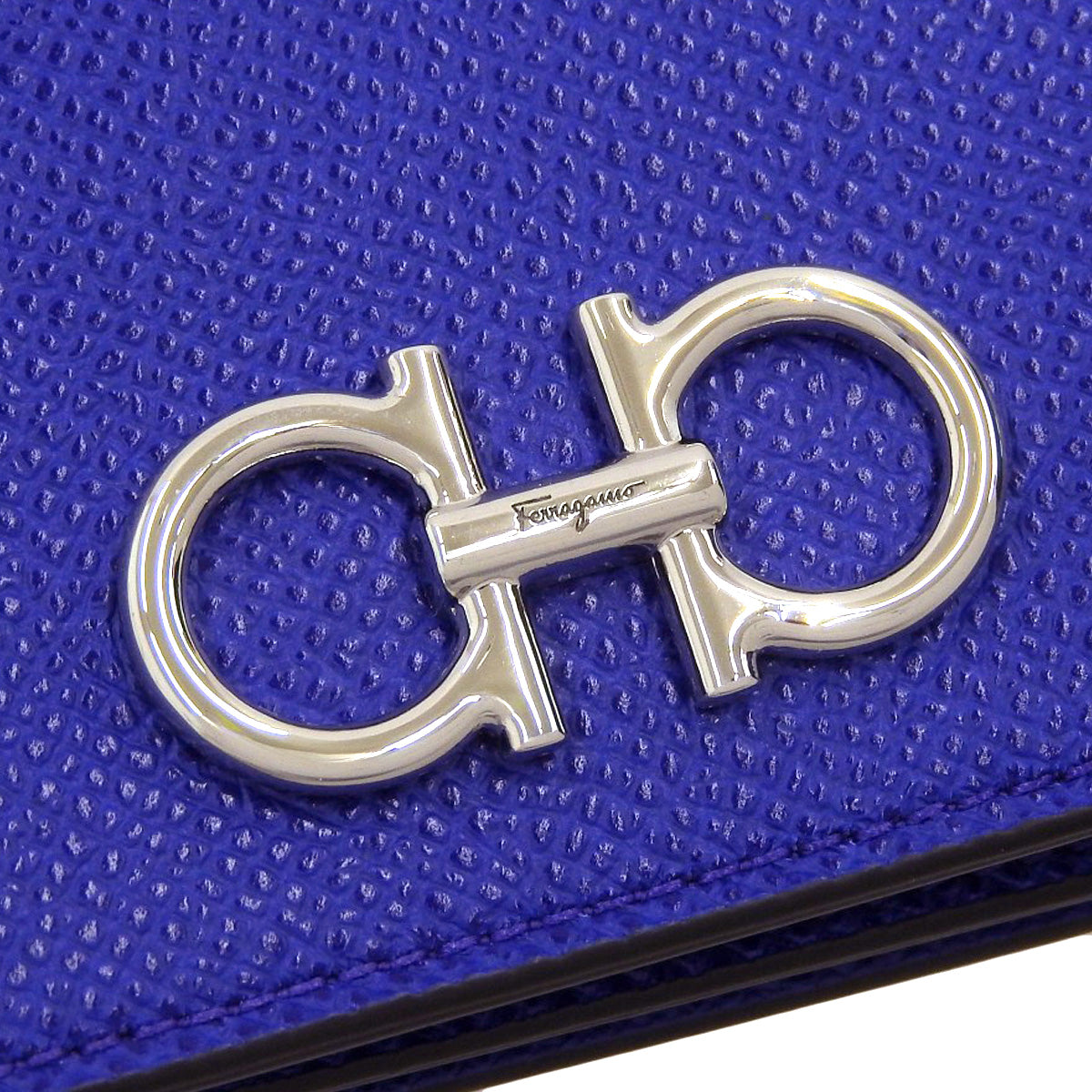 Gancini Business Card Holder, Leather, Blue, 22-0371