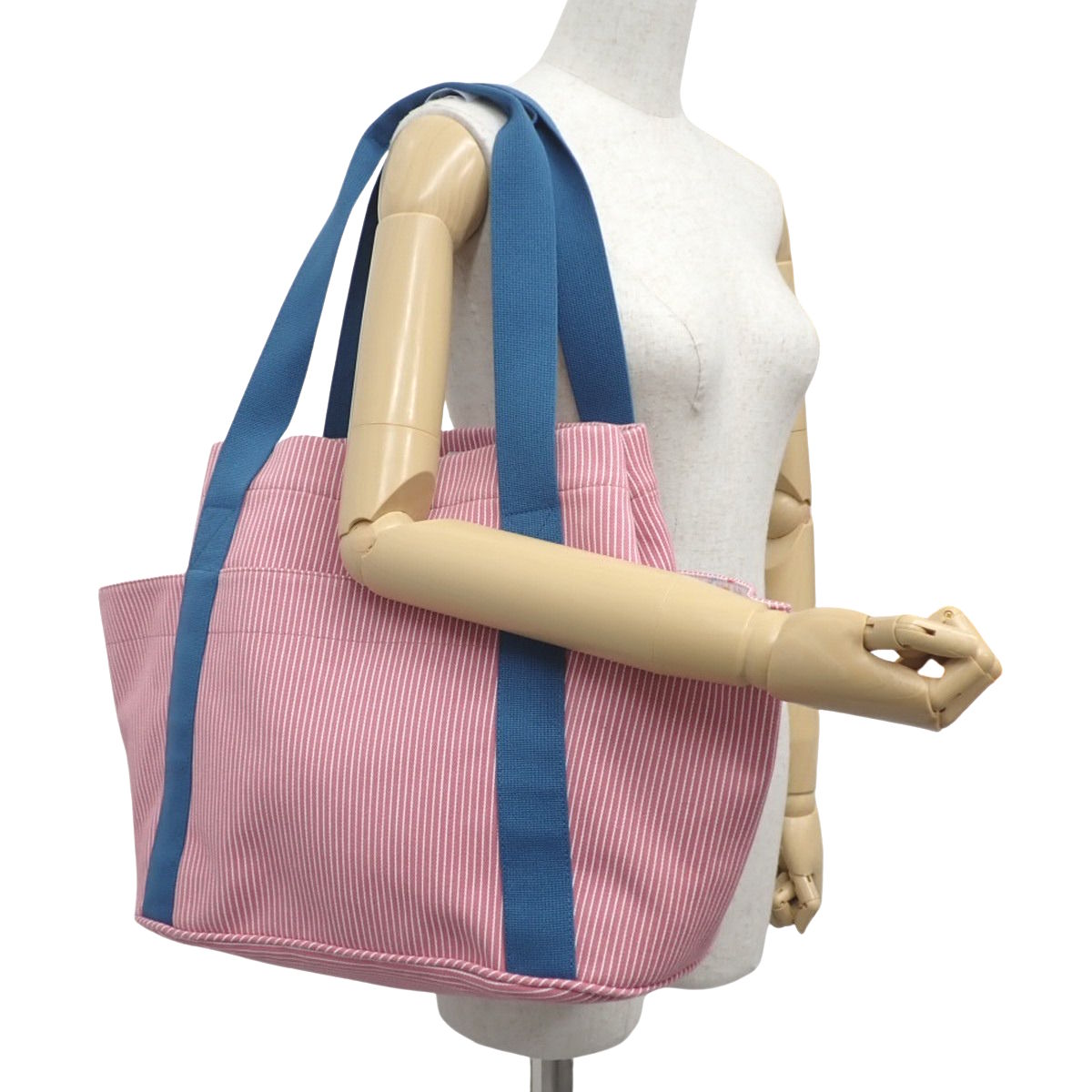 パスパス マザーズバッグ コットン ピンク ブルー シルバー金具