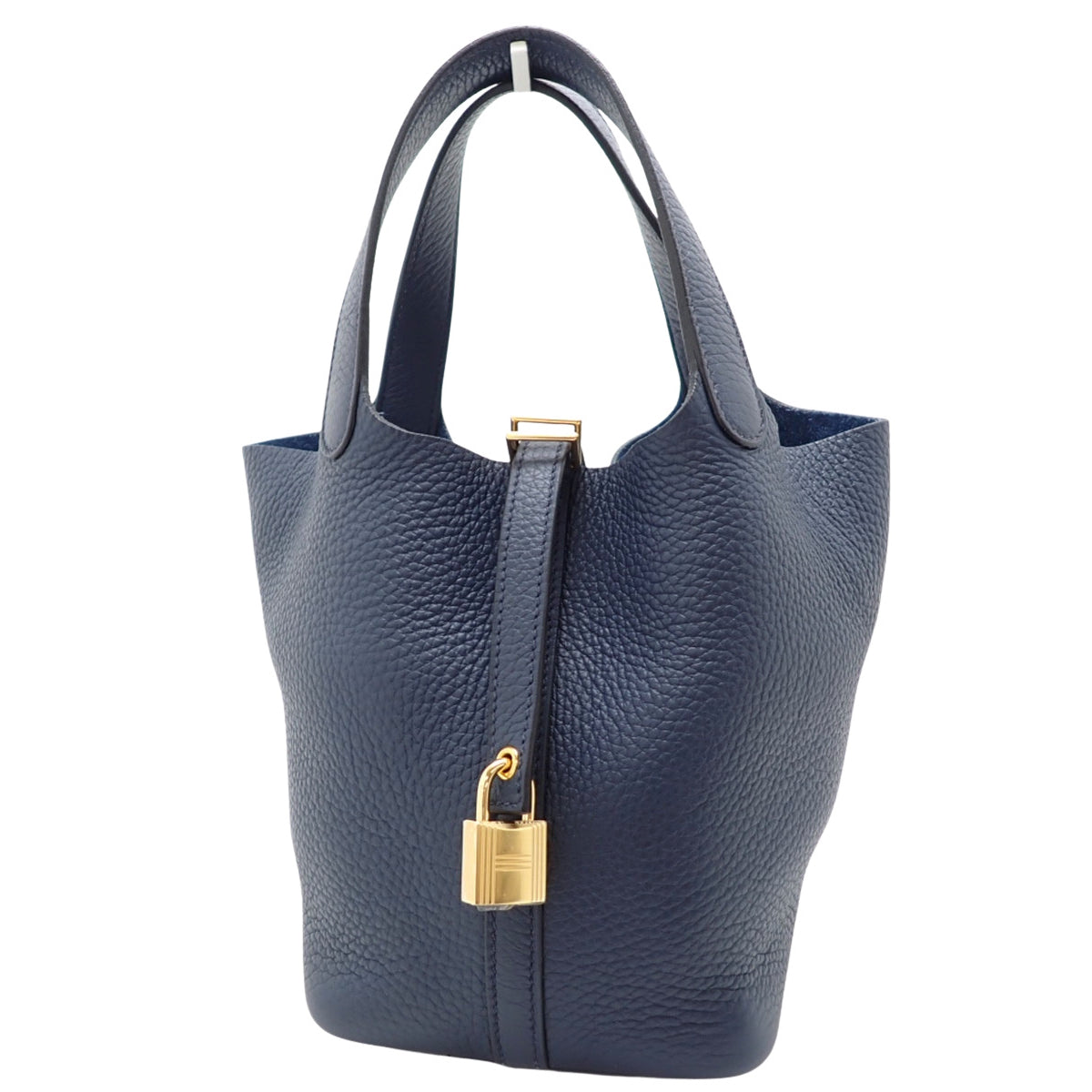 Picotin Lock PM Taurillon Clemence Bleu de Prusse Gold Hardware B Stamp