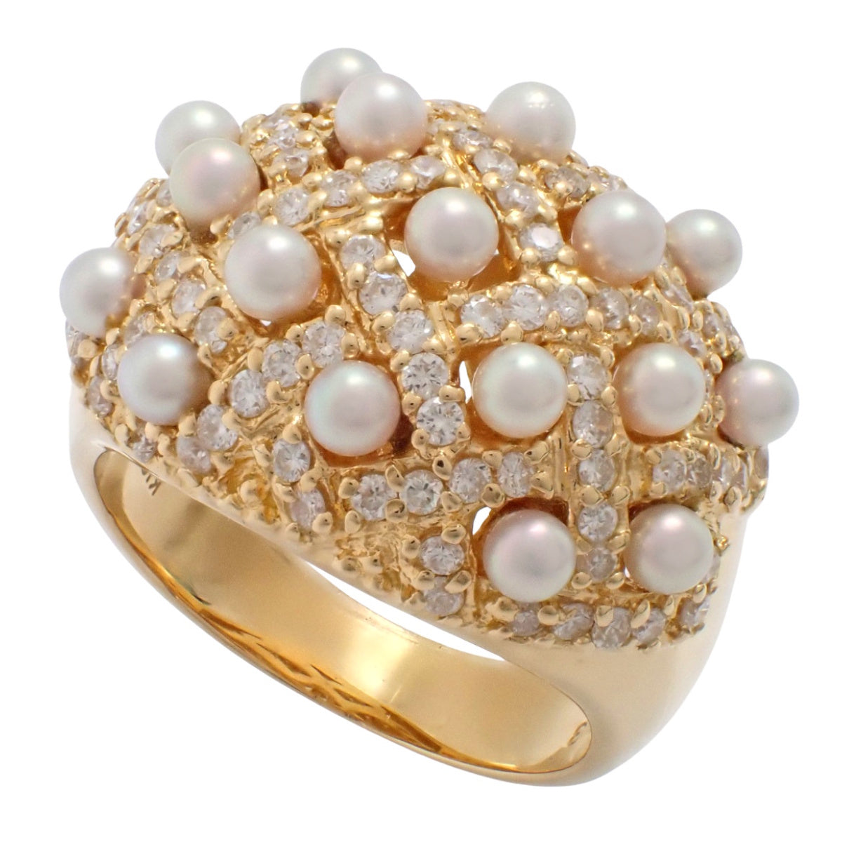 ダイヤモンド パール リング D0.93 イエローゴールド K18YG 13.3g