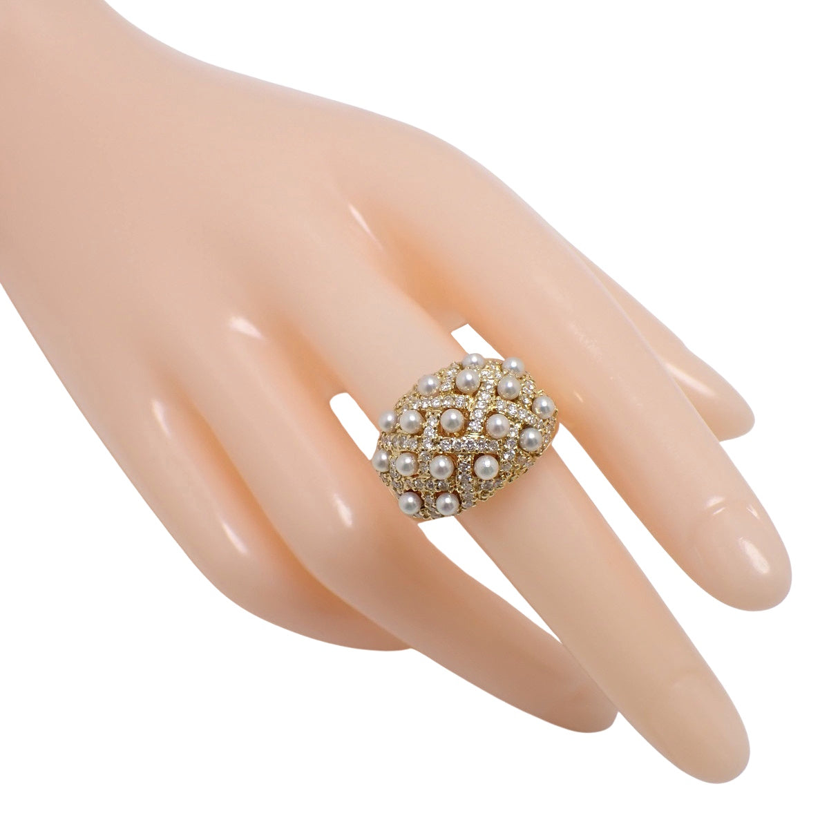 ダイヤモンド パール リング D0.93 イエローゴールド K18YG 13.3g