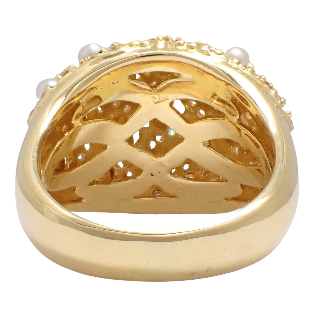 Diamond and pearl ring, D0.93, 18K yellow gold, 13.3g