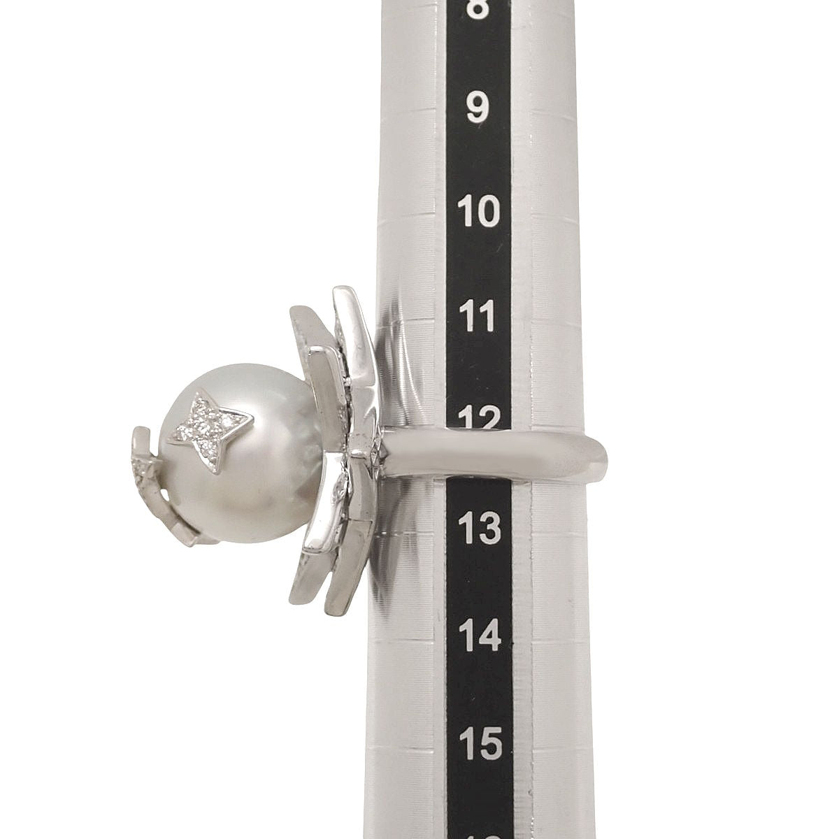 パール ダイヤモンド コメット リング P/D1.04 ホワイトゴールド K18WG 22.1g