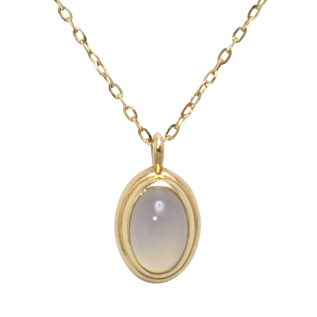Veil Natural Stone Necklace K10YG 1.1g Blue Chalcedony