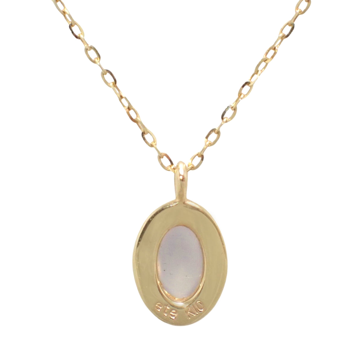 Veil Natural Stone Necklace K10YG 1.1g Blue Chalcedony