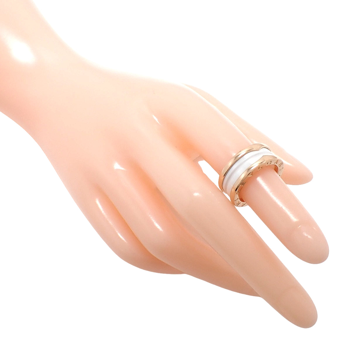 B.zero1 戒指 粉金 K18PG 白色陶瓷 49 7.7克