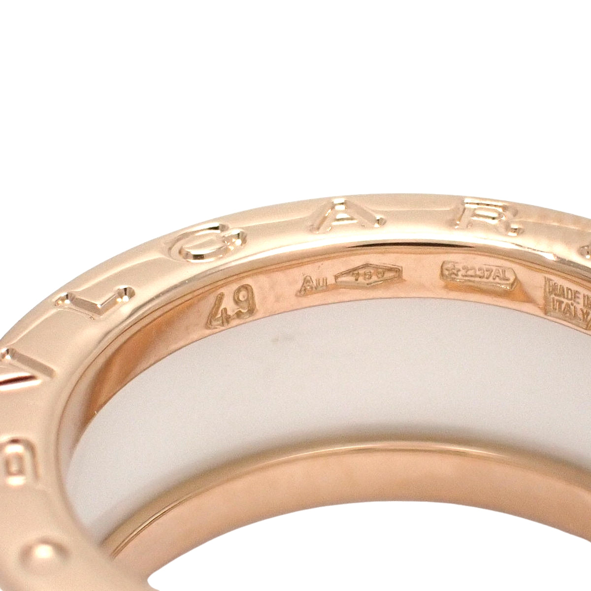 B.zero1 戒指 粉金 K18PG 白色陶瓷 49 7.7克