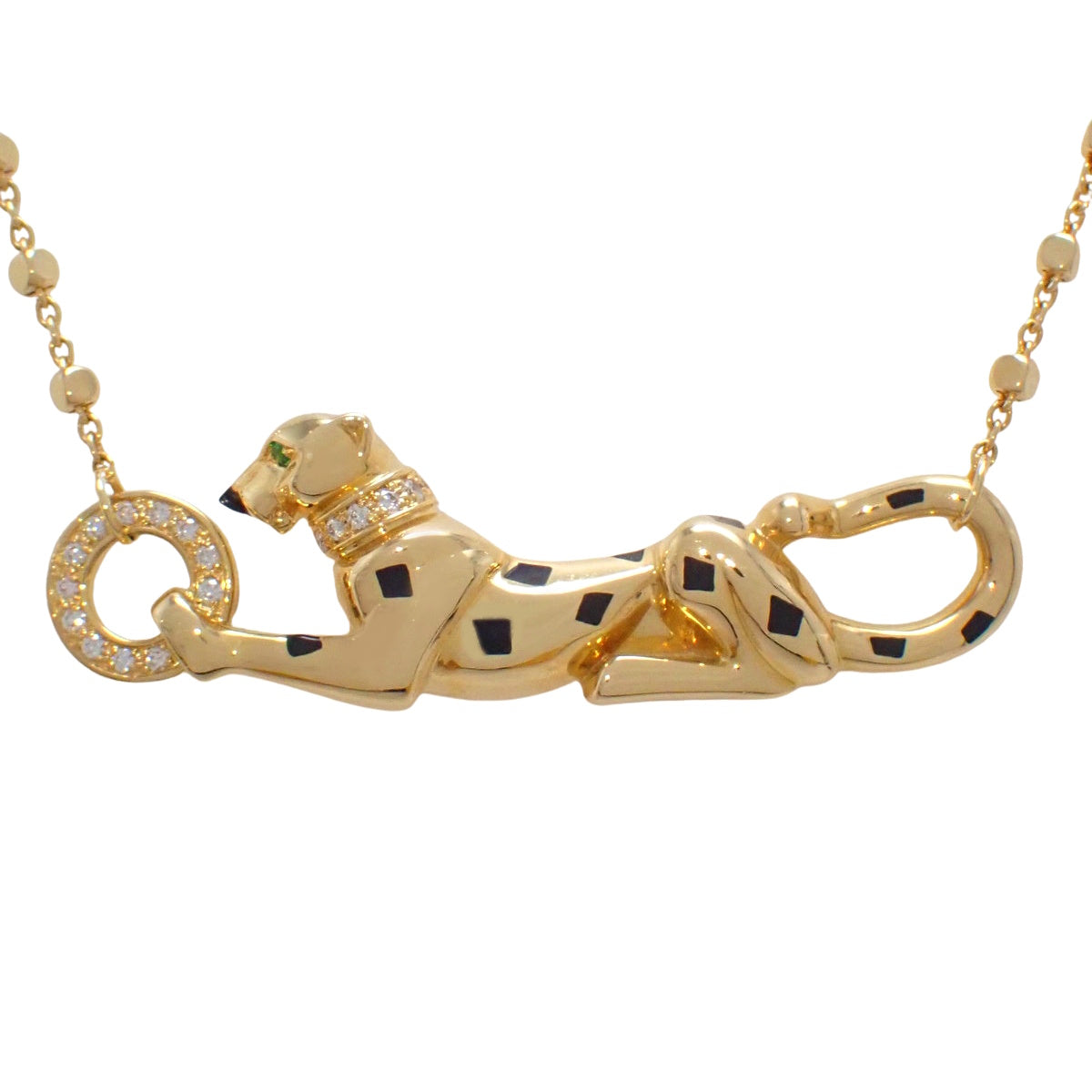 パンテール ドゥ カルティエ ペンダント ダイヤモンド/ツァボライトガーネット イエローゴールド K18YG 11.3g