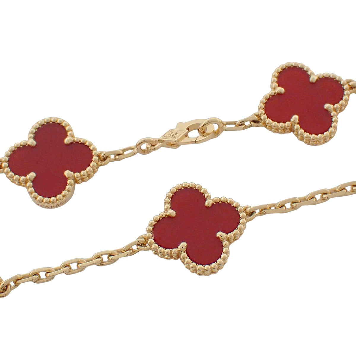ヴィンテージ アルハンブラ ブレスレット 5モチーフ カーネリアン イエローゴールド K18YG 11.5g