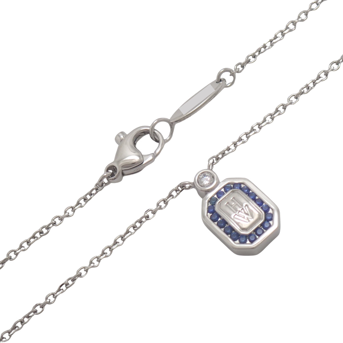 HW Logo Necklace Sapphire/Diamond Platinum Pt950 7.9g