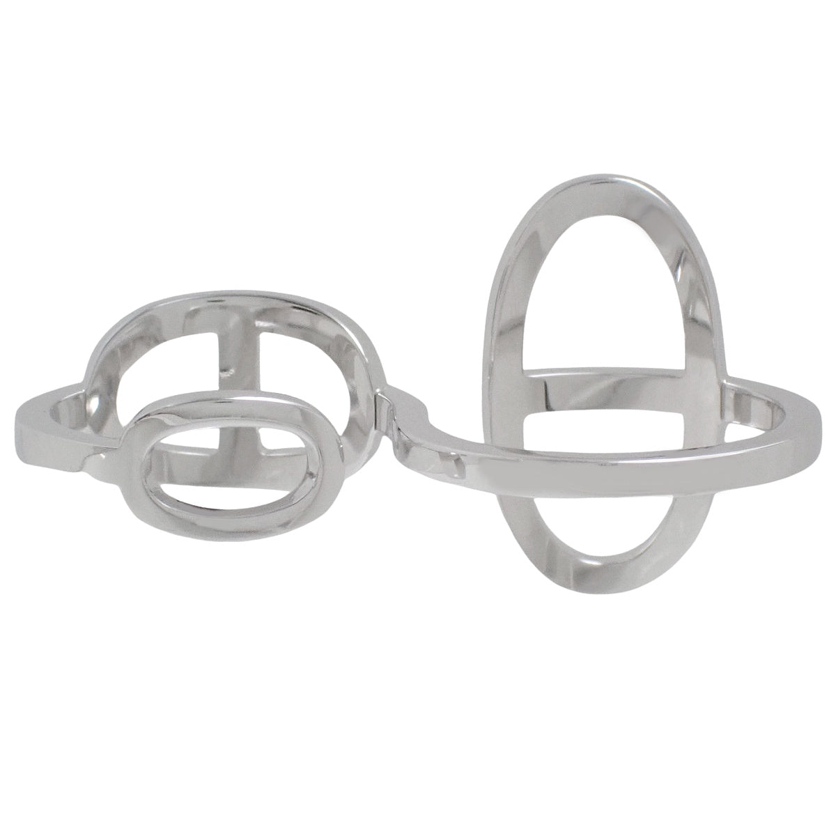 Chaine d'Ancre Contour 双环戒指，镶嵌钻石，18K 白金 (K18WG)，8.6克