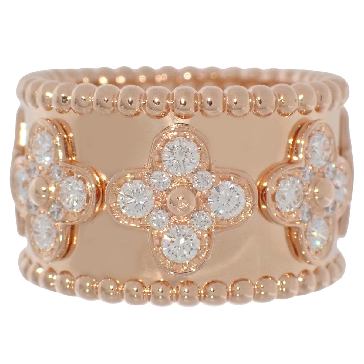 ペルレ クローバー リング ミディアムモデル ダイヤモンド ピンクゴールド K18PG 12.1g