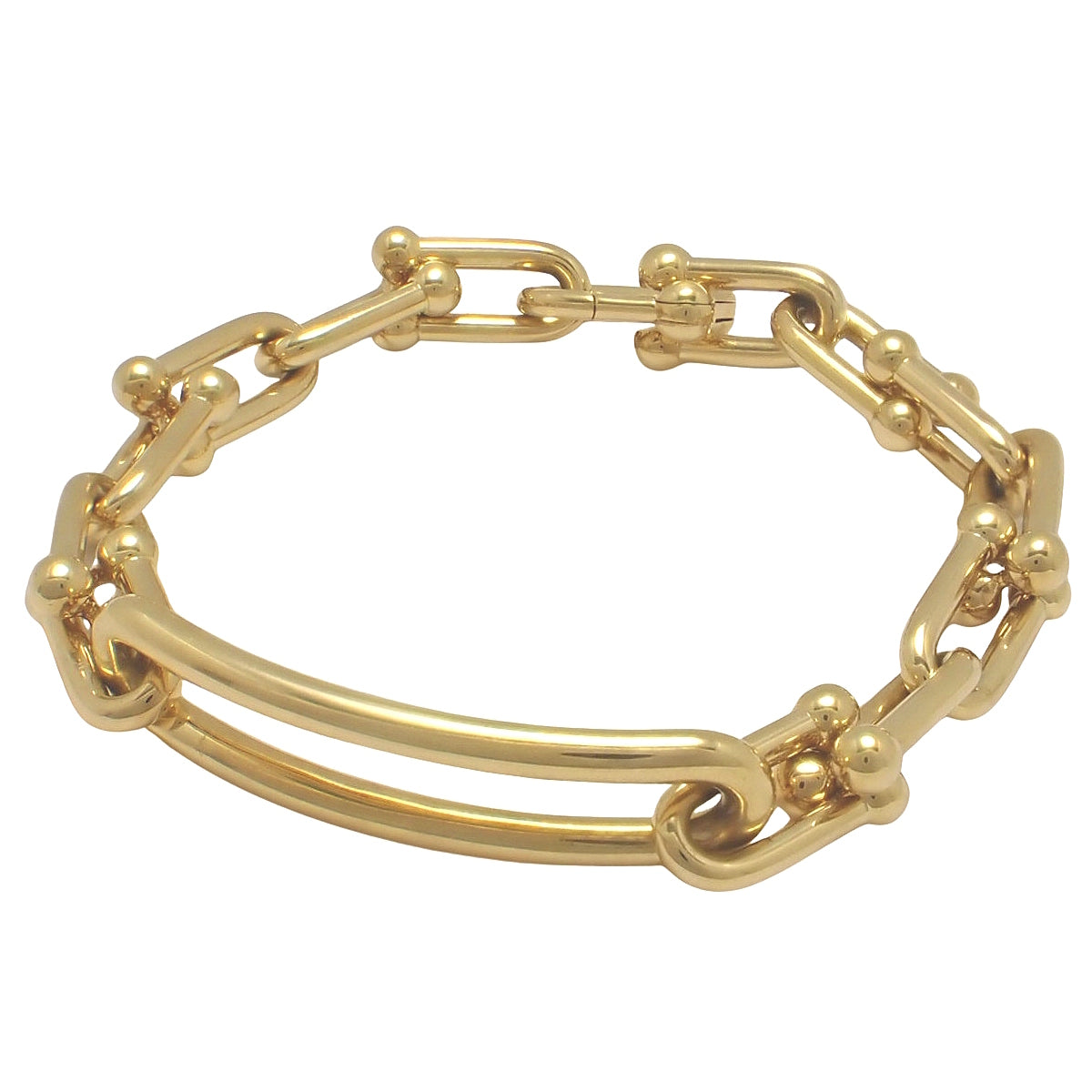 ハードウェア リンク ブレスレット イエローゴールド K18YG 20.9g