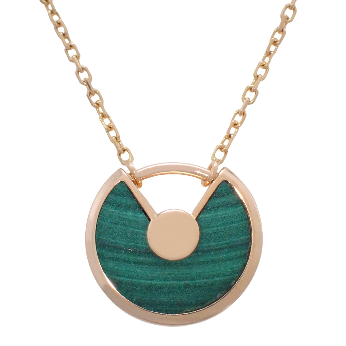 アミュレット ドゥ カルティエ ネックレス ダイヤモンド/マラカイト ピンクゴールド K18PG 3.0g